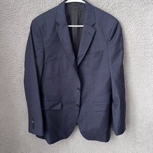 Hugo Boss Blazer Mens 36R Blue Plaid Reda Super 110 Wool Sport Coat Jacket Italy